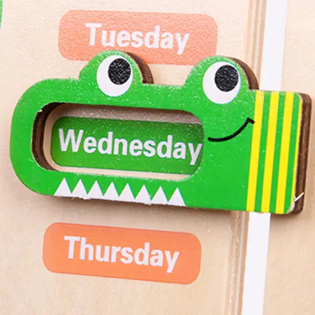 Wooden Montessori Toy  Clock Calendar Weather Season Month Cognitive Board Kids Time Cognition Preschool Educational Toy 4