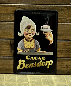 

50pcs/lot Metal Sign shabby chic Christmas gift!!CACAO Bensdorp Metal Tin Signs coffee painting Bar Garage shop home Wall Decor