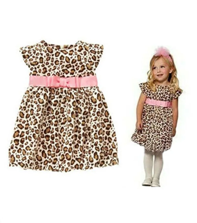 Детское леопардовое платье бальное платье для девочек детское розовое платье с бантом, летние костюмы для детей, вечерние свадебные платья для маленьких девочек