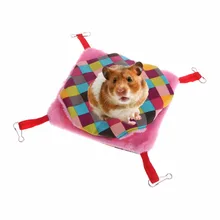 Pet Hammock Small Animals Squirrel Hamster Rabbit Guinea Pig Plush Winter Warm Double Layer Hanging Bed Cage Accessory S/L C42