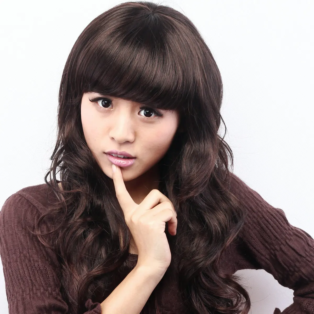 Long red curly hair bangs 30 50 80 200 high temperature wire hair wire