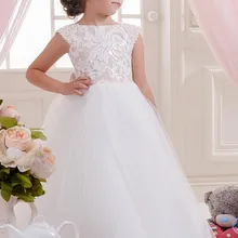 Кружева Жемчуг С Плеча Тюль Цветок Девочки Платья Старинные Ребенок Pageant Платья Красивые Платья Девушки Цветка