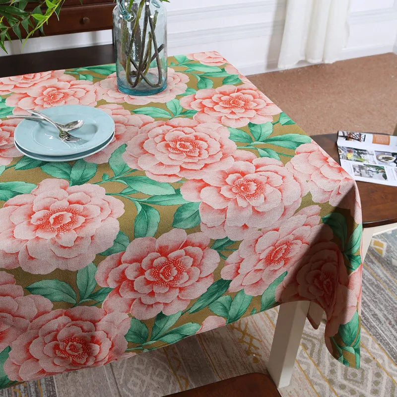 British Classical Large Flower Tablecloths Comfortable Thick Cotton