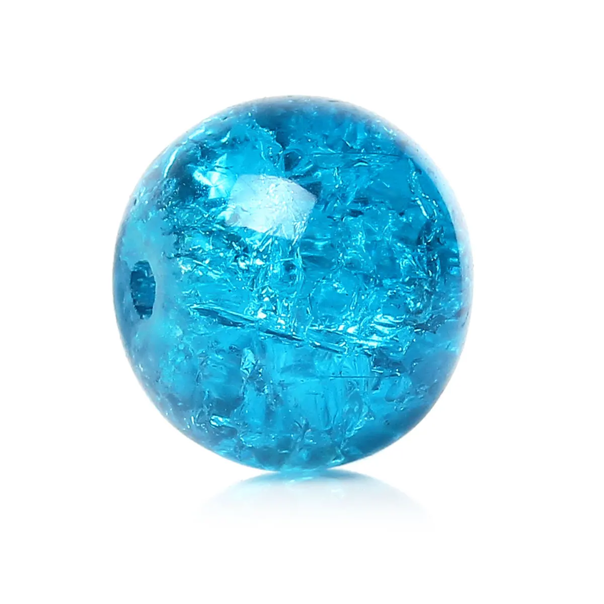 

DoreenBeads 50 PCs Blue Crackle Glass Round Beads 10mm Findings