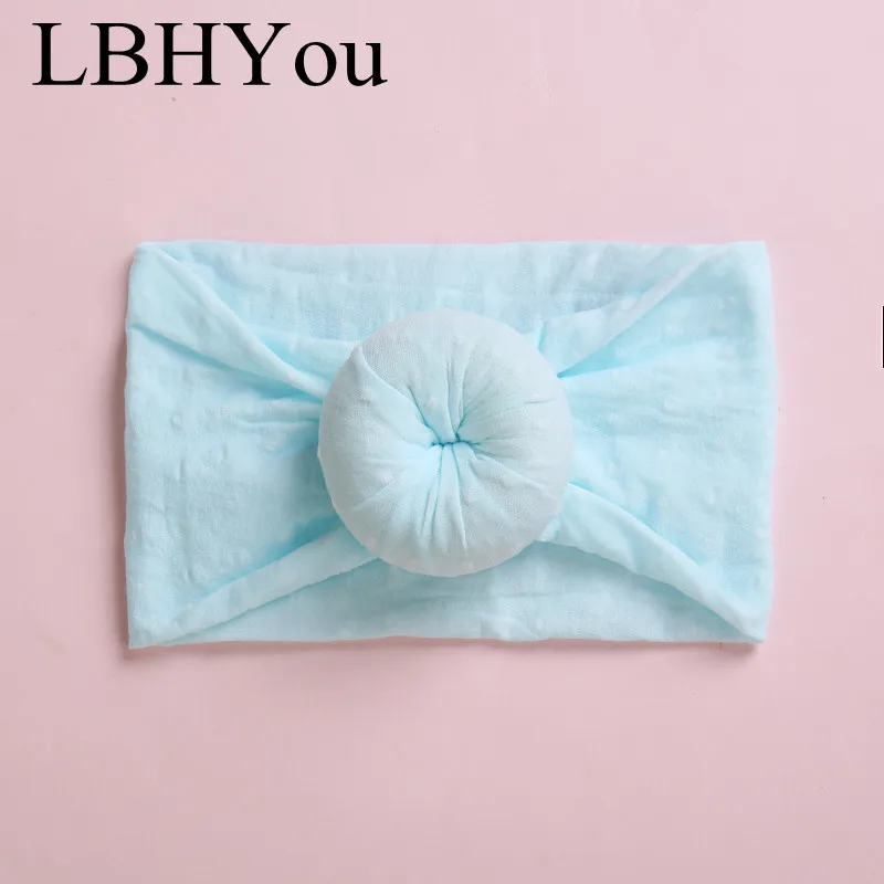 1pcs Newborn Baby Girls Dount Wide Nylon Headbands,Super Soft Dot Prints Nylon Turban Headwraps,Princess Girls Hair Accessories - Цвет: Sky Blue