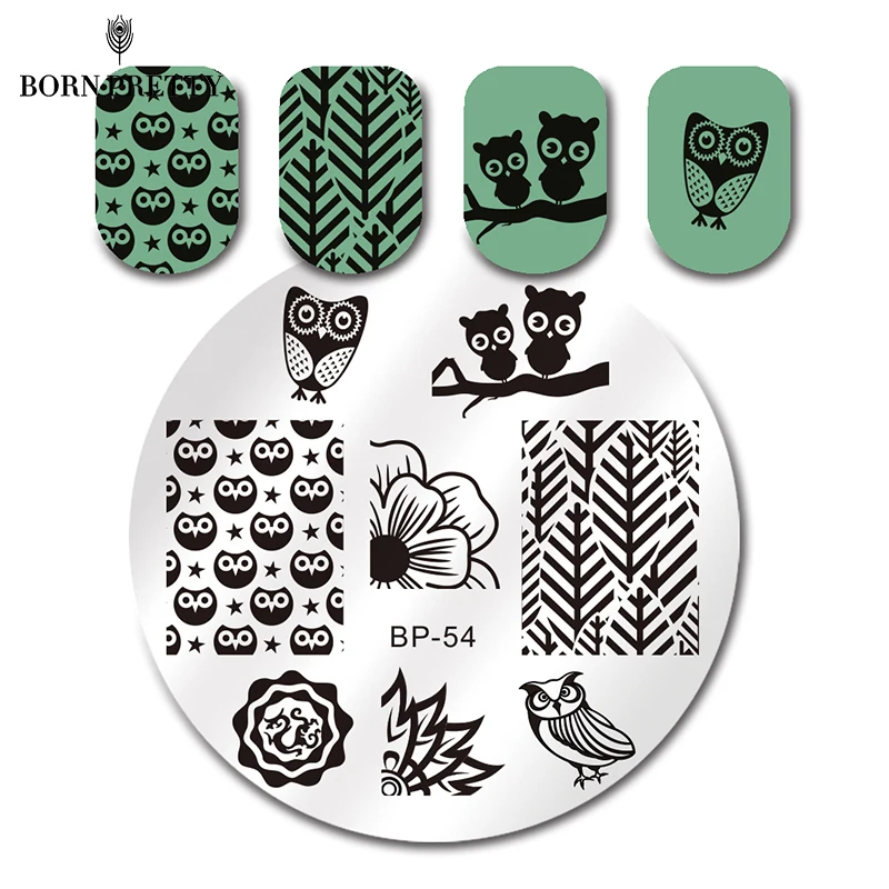 

BORN PRETTY Cute Owls Nail Art Stamping Template Image Stamp BP54