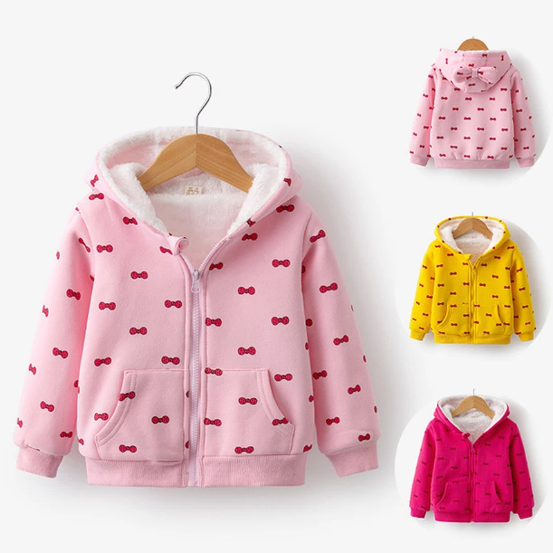 

BibiCola 2018 Girls Hoodies Zipper Children Winter warm jackets kids girls Outerwear velvet Coat Cute Sweatshirts