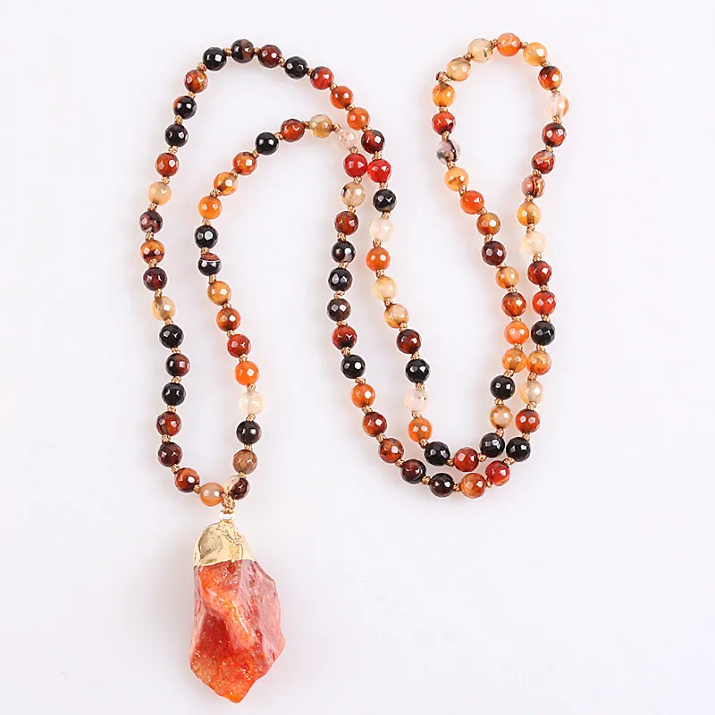 

6mm Natural Stone bead Pendant long Necklace for Women Jewelry