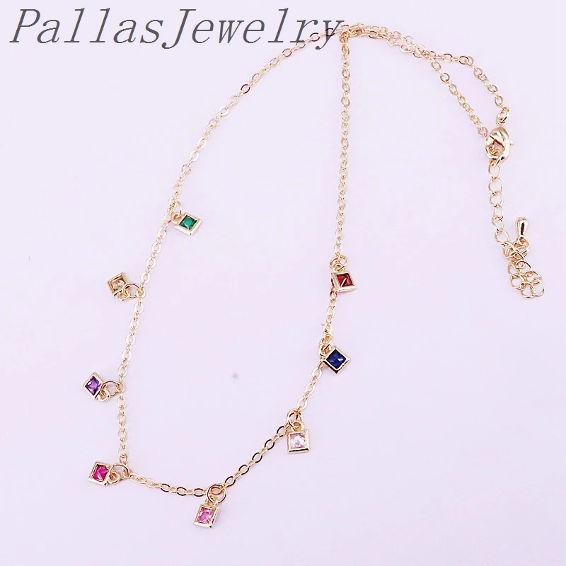 5 шт. многоцветный s CZ цирконий геометрическое ожерелье с подвесками золотого цвета Модные женские ювелирные изделия