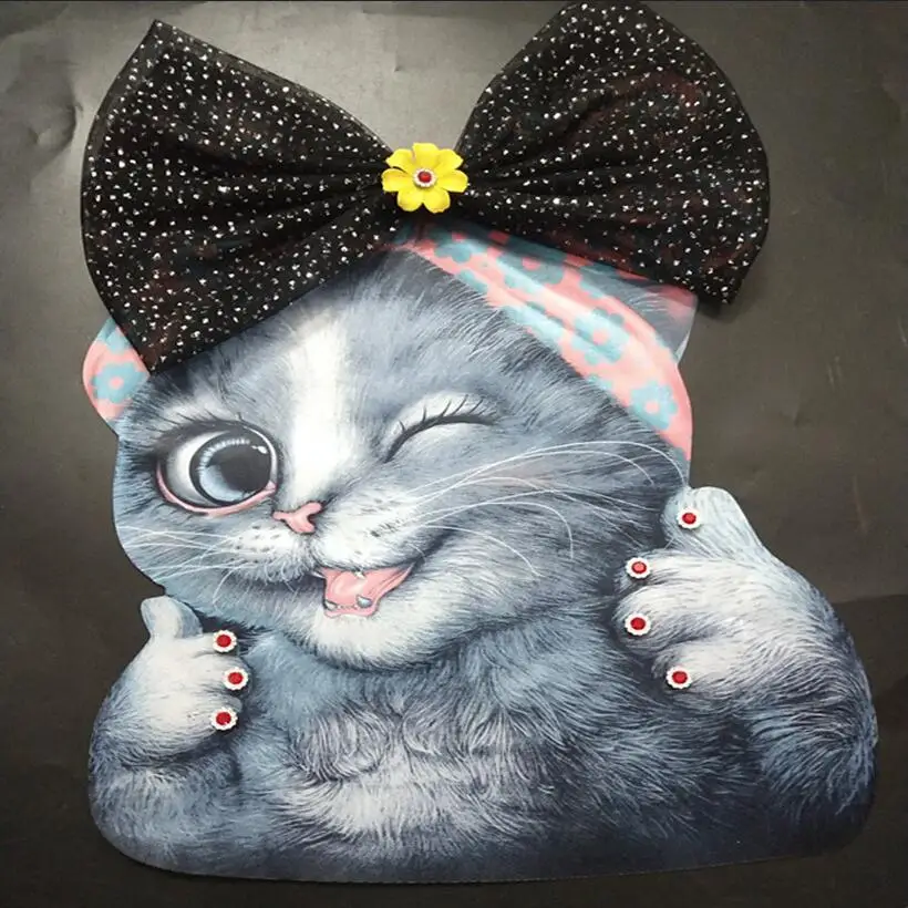 

Beaded rhinestones cute cat patch vintage embroidered applique fashion clothing decoration sew on patch accessories Motif patch