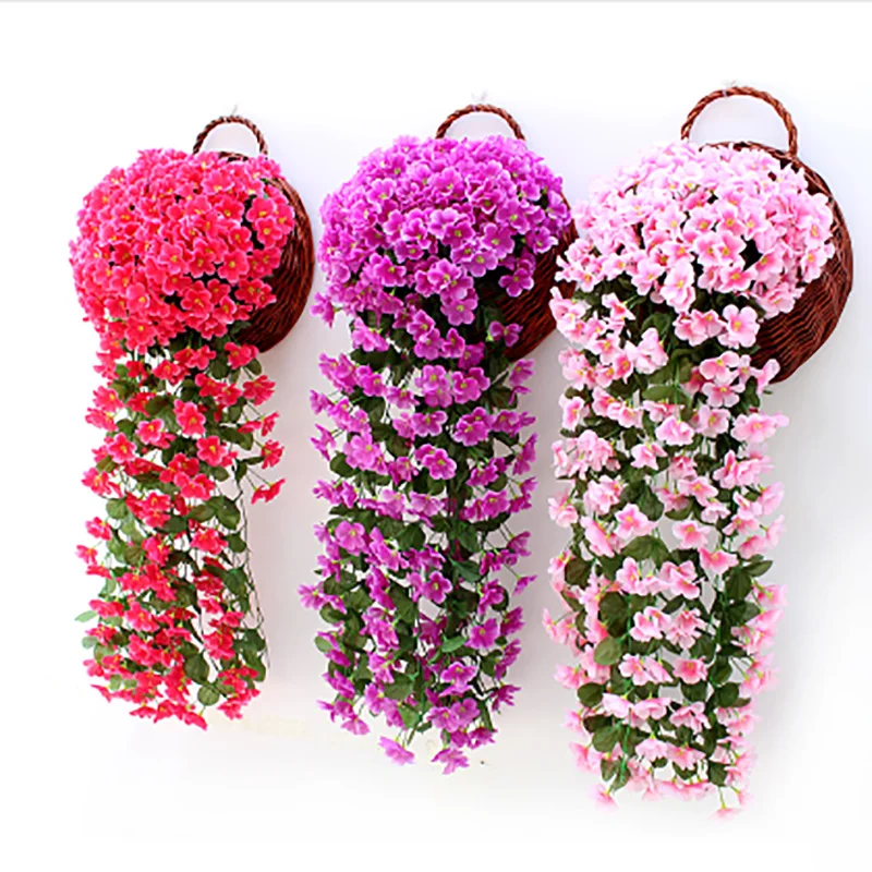 Simulation Violet Wall Hanging Orchid Large Hydrangea Artificial Flower Plastic Flower Blossom Flower Rattan Balcony Wedding