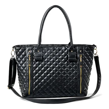 

50pcs/lot Retro Women PU Leather Large Capacity Top Handbag Shoulder bag Casual Plaid Totes