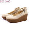 Women's Platform Shoes For Women Genuine Leather Footwear Woman Black Beige Comfort Wedges Breathable Pumps Plus Size 34-42 ► Photo 2/6