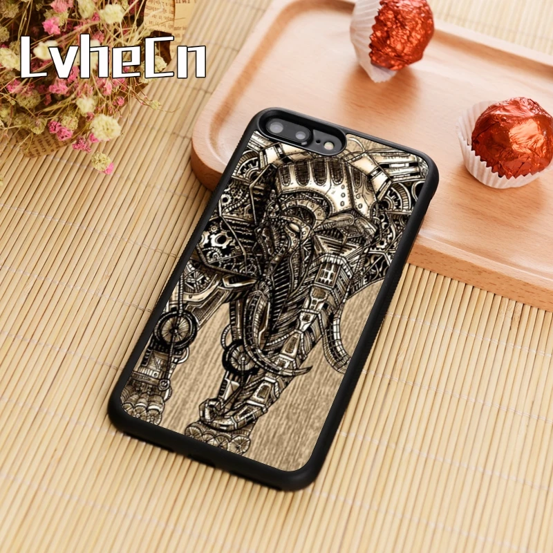 LvheCn Elephant steampunk mechanical vtg cell Phone Case For iPhone 11 Pro X XR XS MAX 5 6 6s 7 8 Plus samsung s7 s8 s9 s10 |