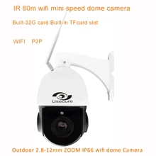 Free Ship Mini WIFI IP Camera Outdoor 4X Zoom 1.3MP HD Network CCTV Speed Dome IR-CUT Onvif P2P Pan/ Tilt Built-in 32G TFCard