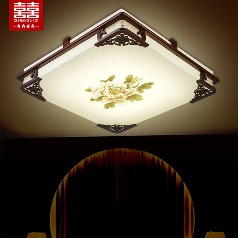 Us 126 4 20 Off Chinese Style Ceiling Light Bedroom Lamps Romantic Led Lamp Living Room Solid Wood Classic Study Light Restaurant Lamp Square In