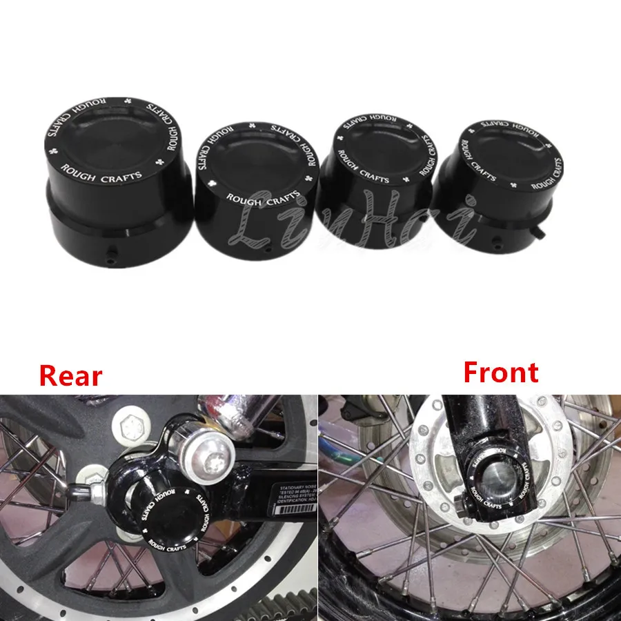 Motorcycle Black CNC Aluminum RC Front+Rear Axle Cover Cap Nut For