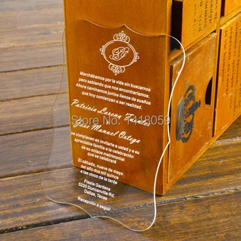 

100pcs-Luxury Customized Acrylic Wedding Invitation Cards For Free Laser Engraved/Party invitations