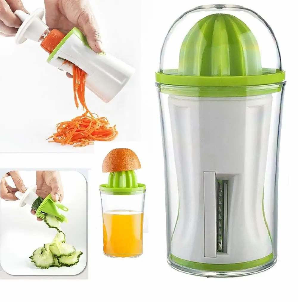 

2 In 1 Multipurpose Vegetables Spiral Slicer with Juicer Cutter Fruit Juicer Zucchini Noodle Pasta Maker Kitchen Fruits Tools