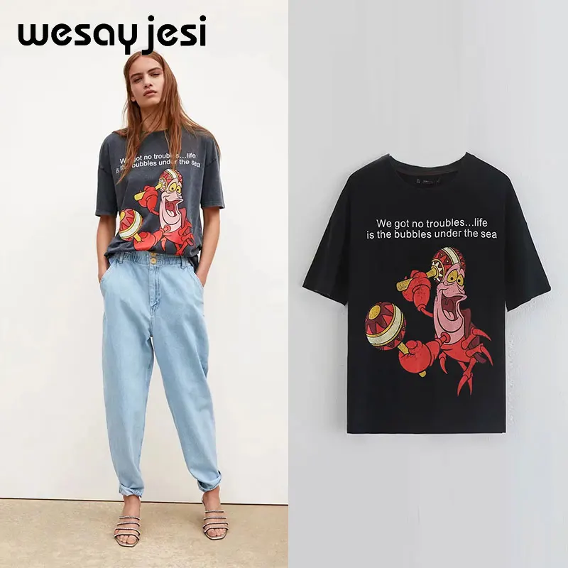

2019 summer fashion t shirt women harajuku korean clothes streetwear cartoon girl print cotton o-neck tshirt tops plus size