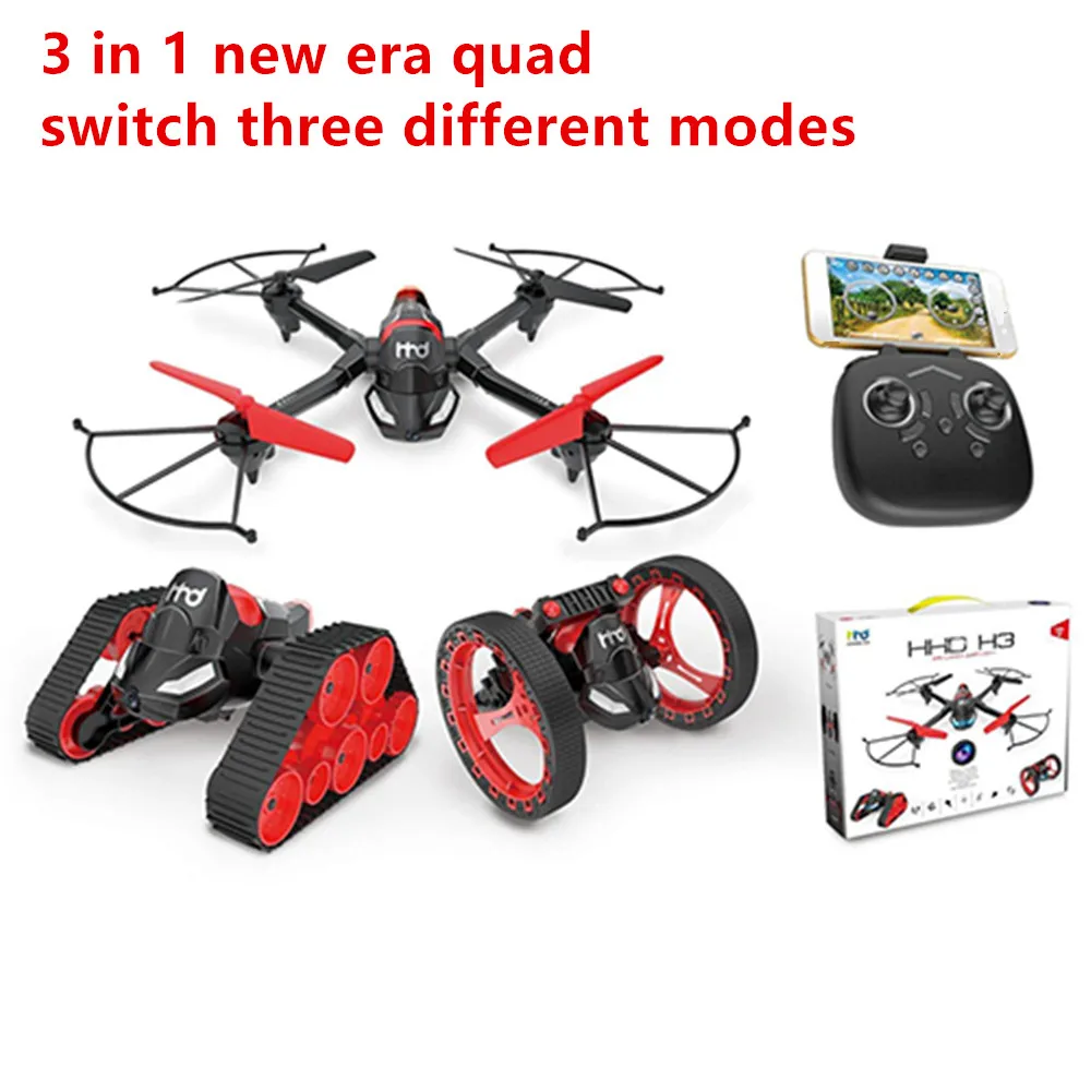 

3 in 1 HHD Quadcopter+Space Car+Bouncer Multi-function Combination 4-Channels FPV 2.4GHz Wireless Remote Control Cool Light Toy