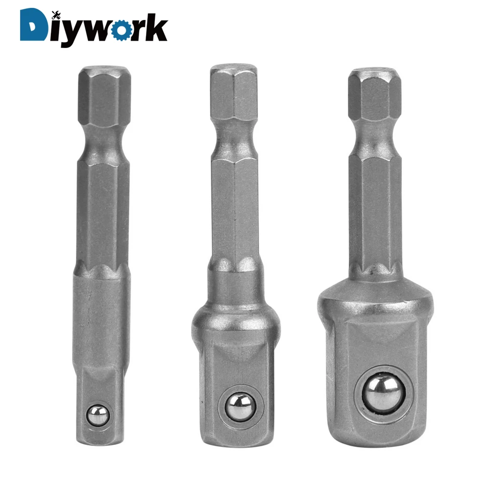 

DIYWORK 3pcs/set 1/4 Hexagonal Shank Square Head Socket Electric Screwdriver Sleeve Connecting Rod Extension Bar