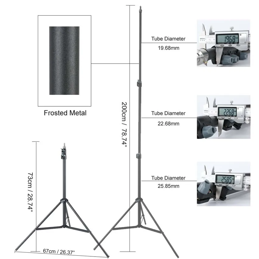 Сверхмощный стальной студийный светильник для фотосъемки, 200 см, максимальная нагрузка 5 кг, 6 футов, 2 м, для фото, видео, софтбокс, кронштейн, стробоскопический держатель, штатив