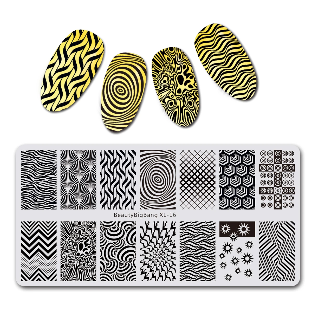 BeautyBigBang прямоугольная штамповка для ногтей геометрическое изображение трафарет для ногтей шаблон штамповочных плит аксессуары для ногтей Инструменты XL-053