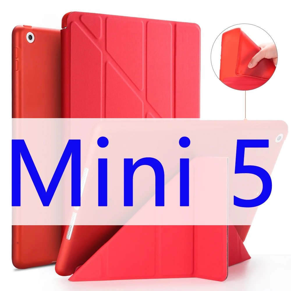 Чехол для iPad Mini 4 Mini 3 2 1 Mini 5 чехол из искусственной кожи Трансформеры умный чехол для iPad чехол 7," с силиконовой мягкой задней крышкой - Цвет: Red 5