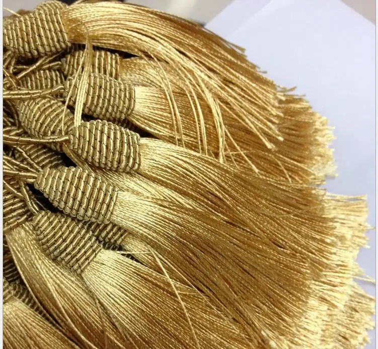 FASMILEY Tassels for Jewelry DIY Accessories 9cm Silk Tassel Gold Embellishments Handmade Jewelry Findings Supplies 100pcs LS018
