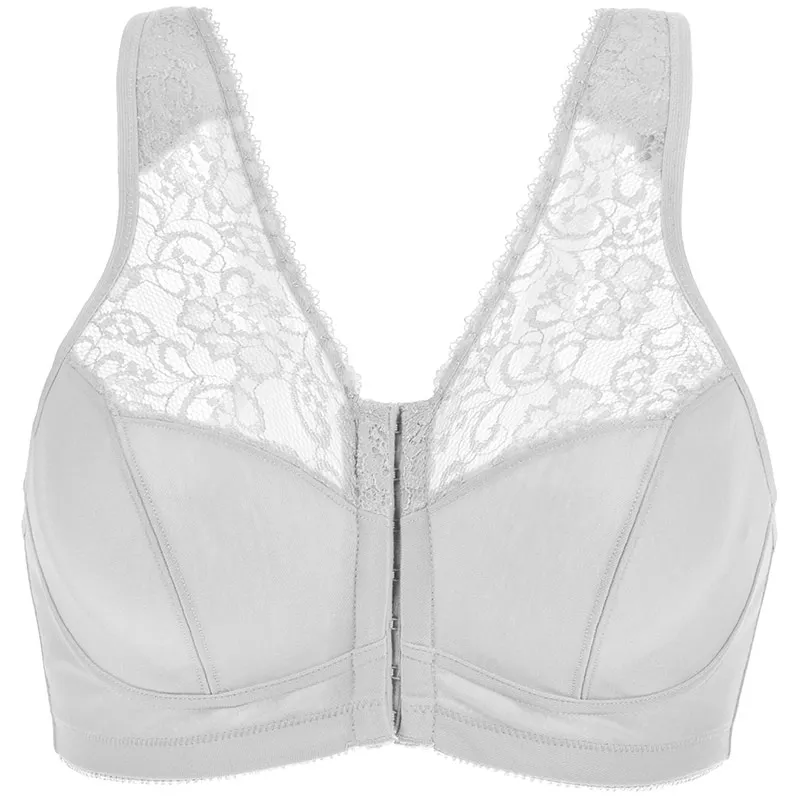 Women's Front Buckle Sports Bras Breathable Solid Color Floral Lace Camisole Strap Bra Plus Size Wirefree Workout Fitness Bras10