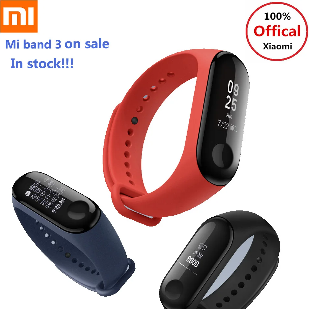 2018 последняя Xiaomi Mi Band 3 Band3 смарт-браслет монитор сердечного ритма Bluetooth 4 2 браслет