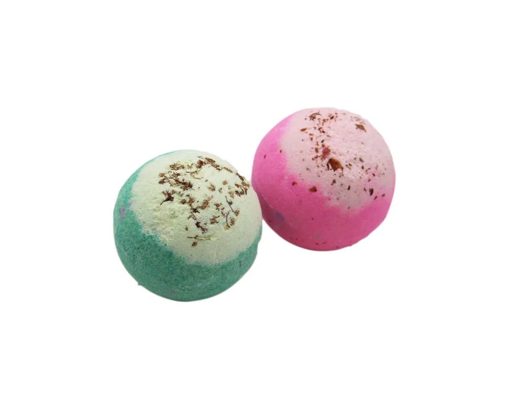 2X120g Organic Bath Bombs Dried Flower Petals Round Sea Salt Moisturizing Lavender Rose Handmade SPA Christmas 5