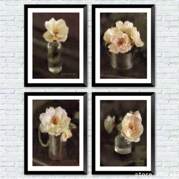

cotton no frame pastoral white flowers canvas printings oil painting printed on cotton cafe wall art decoration pictures