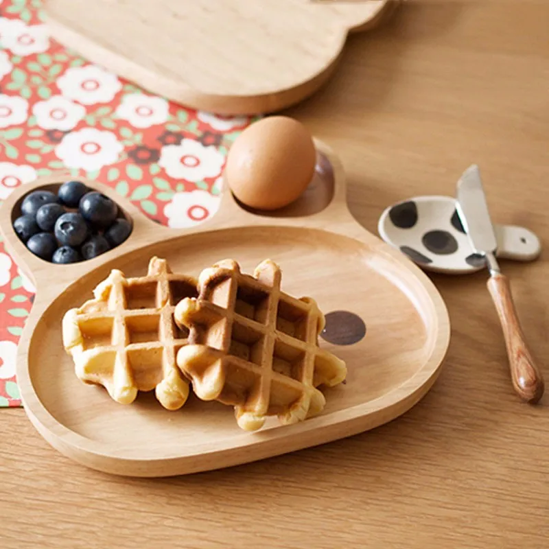 Cartoon Rabbit face wood dinner plate  (4)