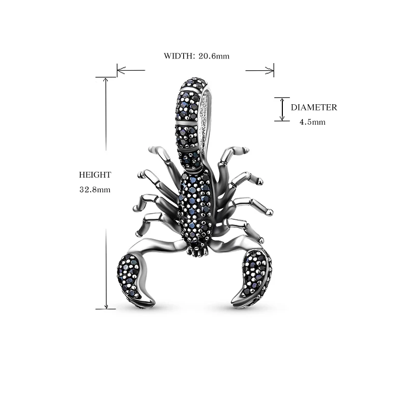 Black Scorpion Fit Pandora Pendant Thomas Style Rebel diy Jewelry For Men & Women Berloque Gift In 925 Sterling Silver for gifts|pandora pendant|fit