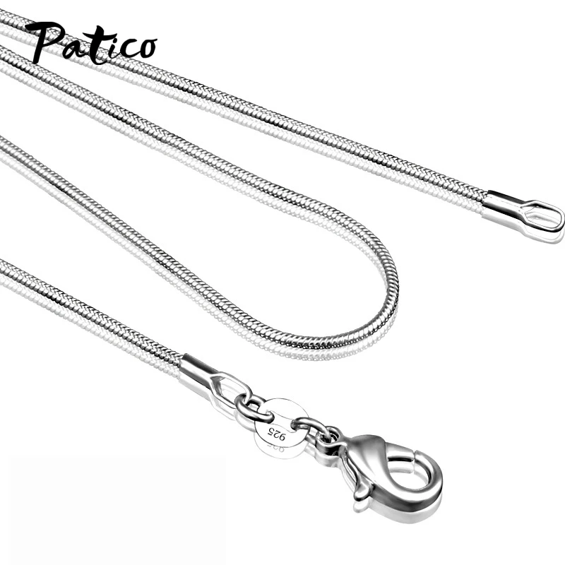 

1PC Jewelry Findings 16"-30" Necklace 925 Sterling Silver 1.2MM Snake ChainLobeter Clasp Jewellery Chain For Pendant