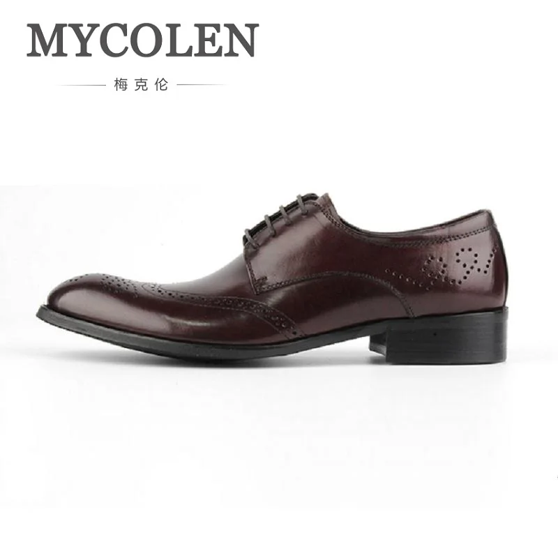 

MYCOLEN Genuine Leather Men Dress Shoes Luxury Fashion Groom Wedding Shoes Men Comfort Oxford Shoes Sepatu Kulit Pria Metal