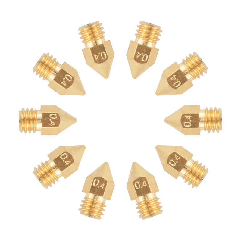 10pcs 3D Printer Nozzles MK8 Extruder Nozzle Extruder Print Head 1.75mm Filament for 3D CR-10 Ender 3