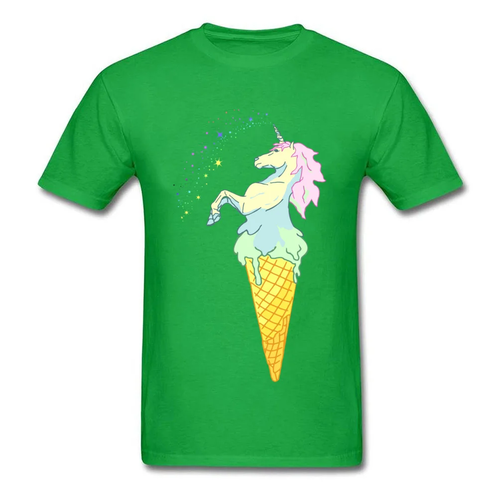 DesignStreet Short Sleeve Tops & Tees Summer Wholesale Crew Neck 100% Cotton T-Shirt Mens Tshirts ice cream unicorn  ice cream unicorn green
