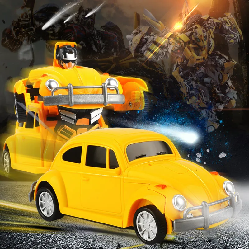 

New Kids Toys Gifts Sound Light Universal Juguetes Electronic Deformation Car Robot Toys Yellow Cars Kids Boys Gifts 1:24 2 IN 1