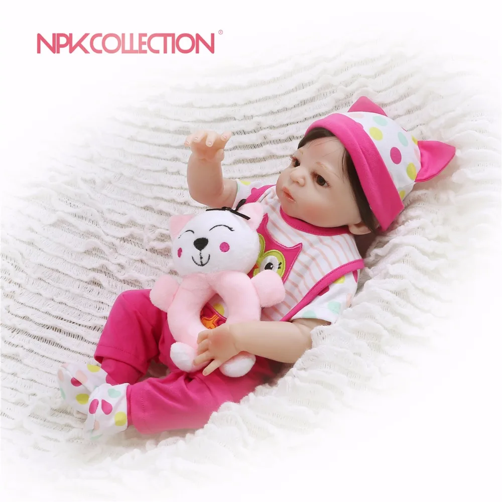 

NPKCOLLECTION 2018 Silicone purple Reborn Baby Doll kids Playmate Gift For Girls 46cm Baby Girl Alive Soft Toys Doll Reborn