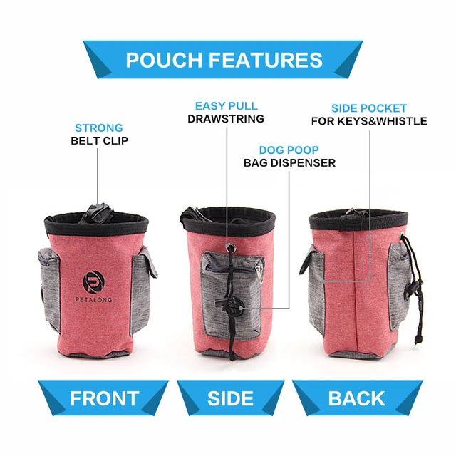 Dilight Dog Treat Training Pouch Large Bag Dog Treat Training Pouch Bag Sport Running Drawstring Waist Bag Poop Bag Dispenser