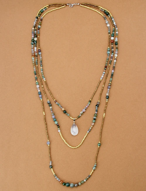 Натуральный индийский оникс с бисером Teardop кулон 3 слоистых ожерелье богемное бисерное массивное ожерелье s Прямая поставка