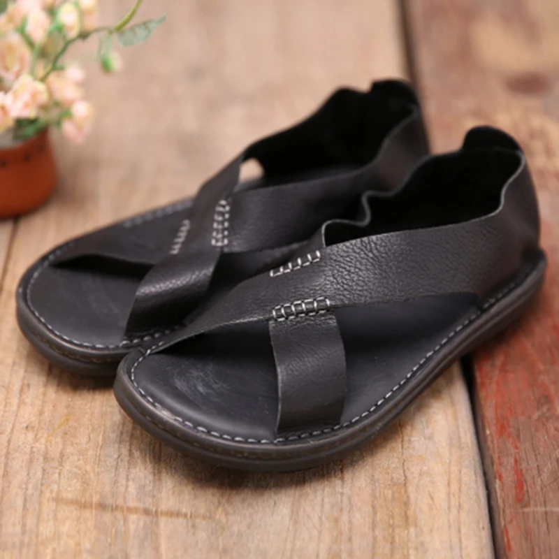 Tayunxing handmade shoes genuine leather classic men sandals all cow leather casual comfort breathable 188-5