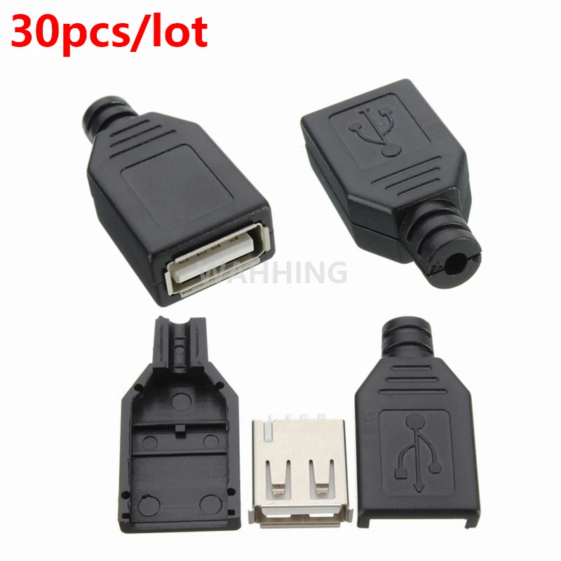 30pcs lot Type A Male USB 4 Pin Plug Socket Connector with Black Plastic Cover 30pcs lot Type A Male USB 4 Pin Plug Socket Connector with Black Plastic Cover