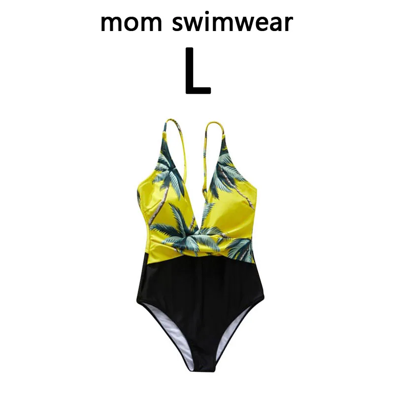 mom size L Женский купальник для мамы и дочки; Семейный комплект; купальный костюм с тропическим принтом кокосовой пальмы; пляжная одежда для мужчин и мальчиков; пляжные шорты - Цвет: mom size L