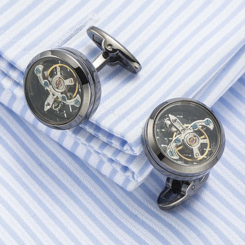 

AAA Quality Cuff links VAGULA Fashion Tourbillon Mechanical Cufflink 3 Colors Gemelos Tour Watch Gear Links Men Jewelry