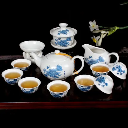 Чайный сервиз Gong fu cha, керамический чайник с чашкой fung fu, gaiwan, поднос для заварки, фарфоровая чайная чашка, набор чайников - Color: 13pcs type 2