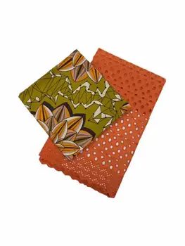 

Graceful dress material set 3Y African wax fabric and 2.5Y cotton dry lace fabric for sewing dress set WWC4